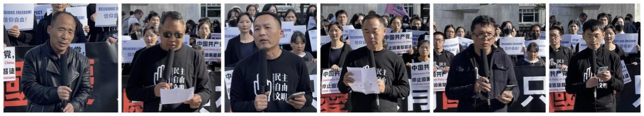 左起岳三、邢松林、隋小波、江虹、陳智、余揚,活动負責人江培坤供图