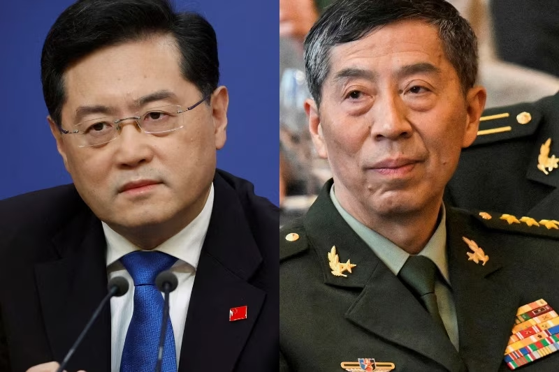 前外长秦刚和国防部长李尚福被双双免去国务委员的职务。(composite) 